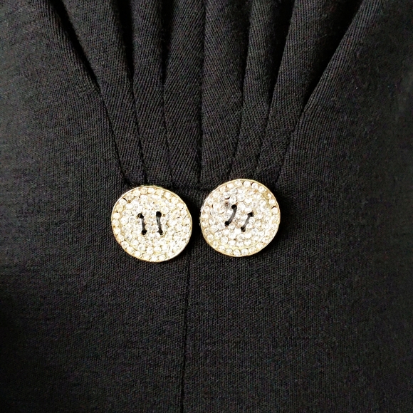 VTG Carolyne Roehm Black Wool Rhinestone Dress Set - Picture 7 of 10